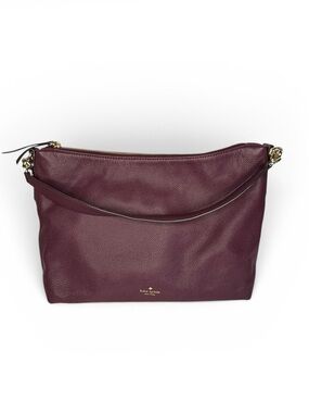 Kate Spade Pebbled Leather Hobo Bag – Deep Plum/Purple – Gold Hardware
